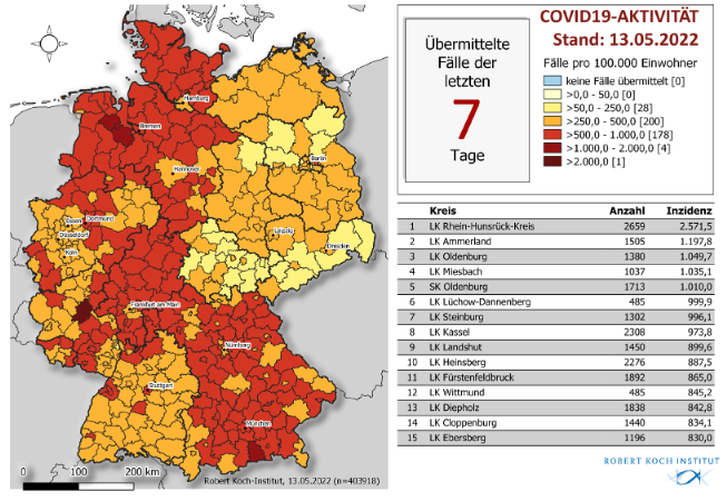 Germany 7-day incidence map